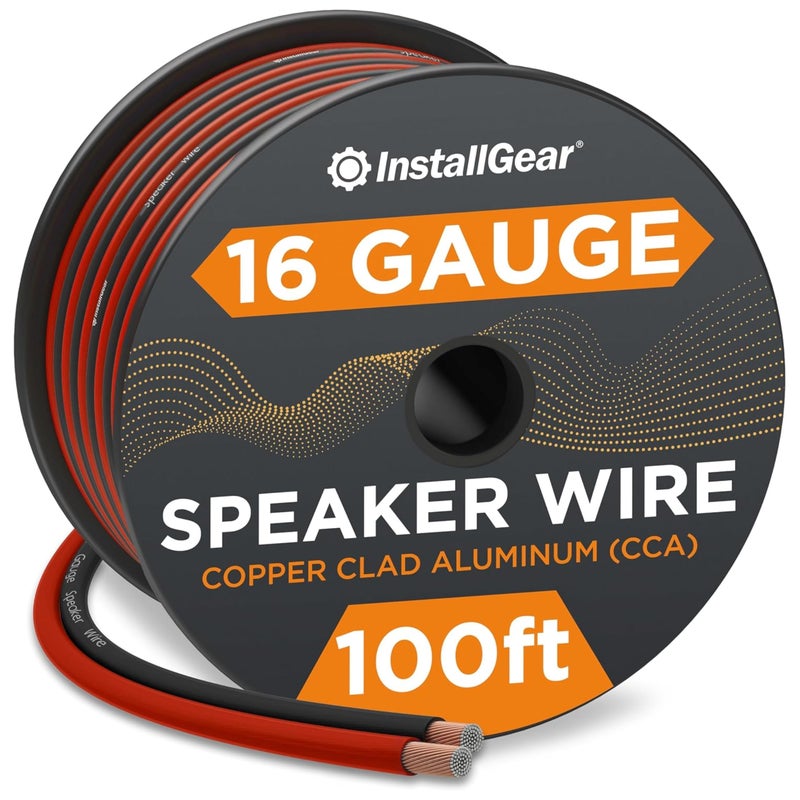 InstallGear 16 Gauge Speaker Cable - 100 ft True Spec Soft Touch Audio Wire for Car Stereos, Home Theater, Surround Sound - Flexible 16 AWG Speaker Wire - Easy Installation - Red/Black - Image 1